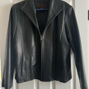 Elegant Black Leather Jacket for Women